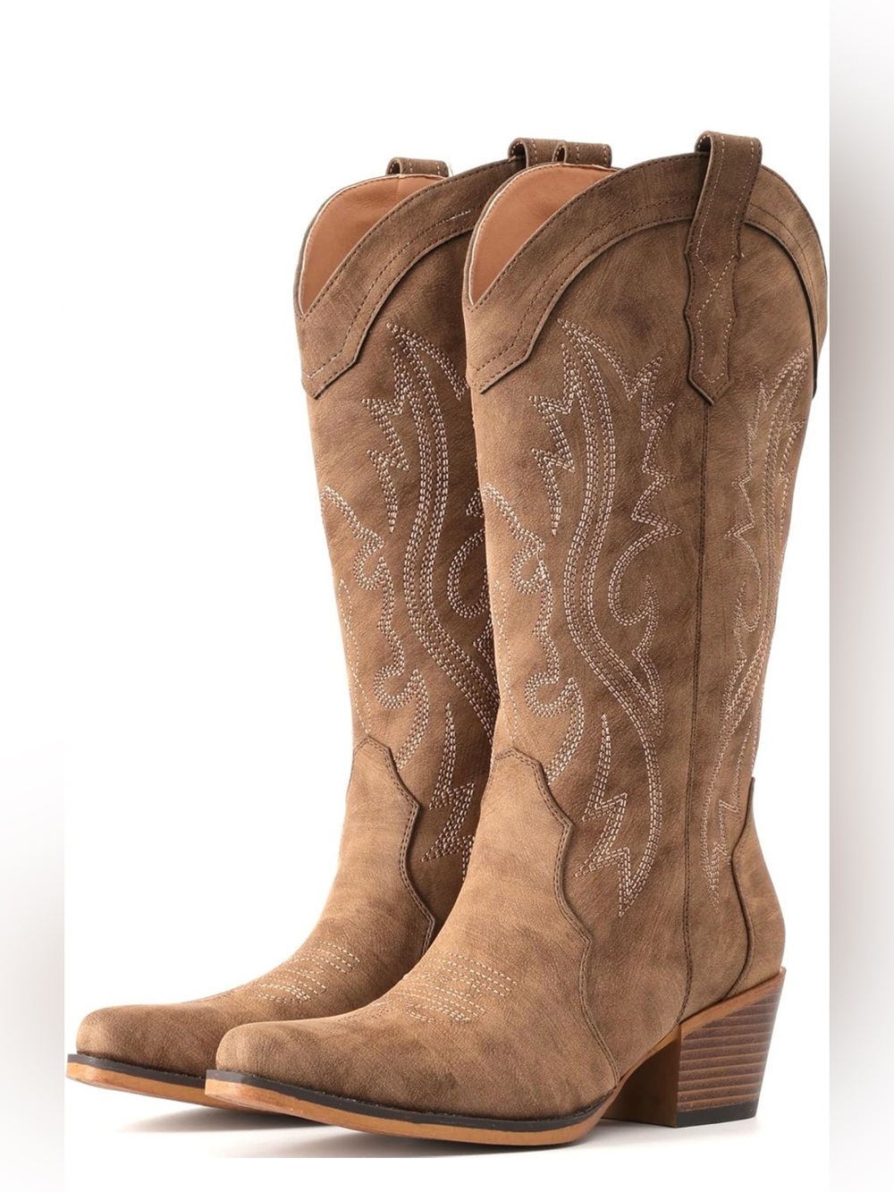 IUV Cowboy Boots For Women Western Cowgirl Boots Mid Calf Snip Toe 7.5